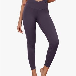 Ododos Women’s Cross Waist Yoga Leggings | Dark Purple | XL | NWT
